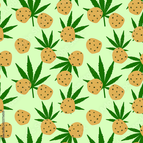 Marijuana edibles seamless pattern. Marijuana edible cookies pattern. Vector.