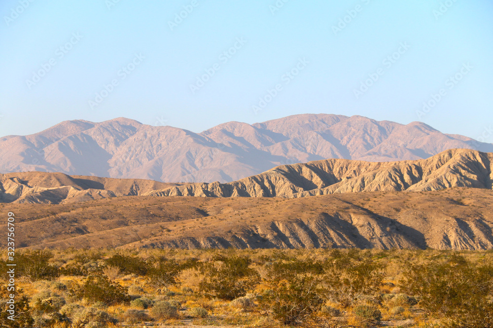 arid dry desert mountains shadows