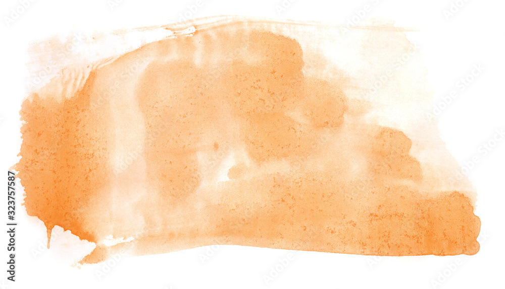 Abstract watercolor background hand-drawn on paper. Volumetric smoke elements. Orange color. For design, web, card, text, decoration, surfaces. Abstract watercolor background hand-drawn on paper. Volumetric smoke elements. Orange color. For design, web, card, text, decoration, surfaces.