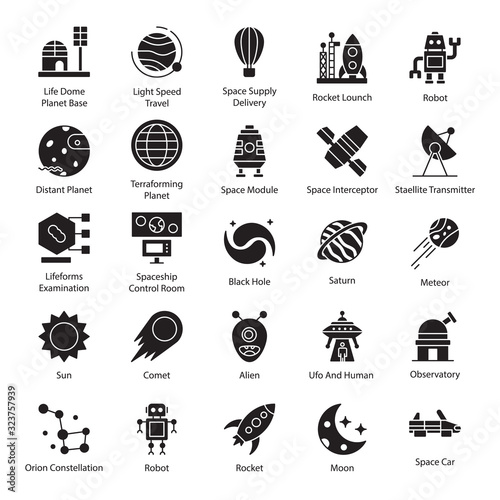 Foto Pack Of Space Solid Icons