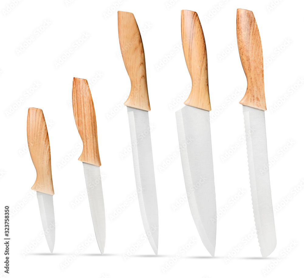 Set of kitchen knives isolated on a white background. Clipping path. Print and web design element. Set of kitchen knives isolated on a white background. Clipping path. Print and web design element.
