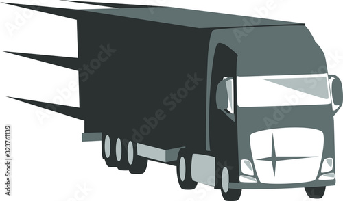 Large truck. Logo template for a trucking company. Illustration on a white isolated background.