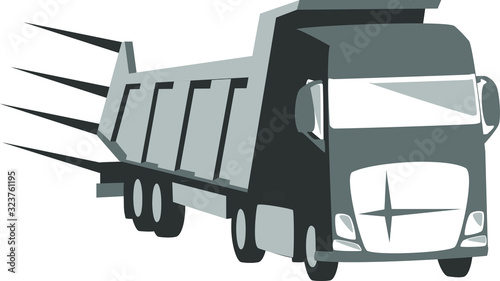 Large truck. Logo template for a trucking company. Illustration on a white isolated background.