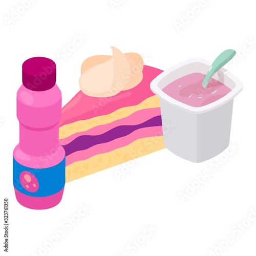 Colorful dessert icon. Isometric illustration of colorful dessert vector icon for web