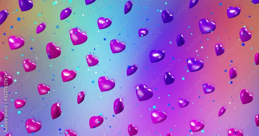 Neon background with cute ultraviolet hearts on the black. For St. Valentines Day event,.3D rendering loopable animation 4k Neon background with cute ultraviolet hearts on the black. For St. Valentines Day event,.3D rendering loopable animation 4k