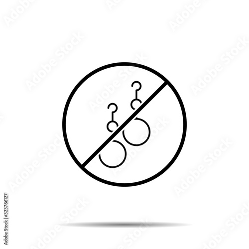 No earrings icon. Simple thin line, outline vector of beauty ban, prohibition, forbiddance icons for ui and ux, website or mobile application