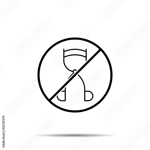 No eyelashes curler icon. Simple thin line, outline vector of beauty ban, prohibition, forbiddance icons for ui and ux, website or mobile application