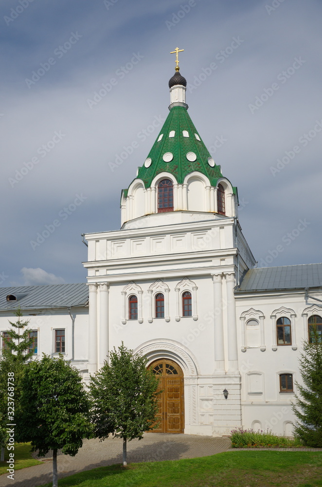 The Holy gate with the gate Church of Chrysanth and Daria. Holy Trinity Ipatiev monastery in Kostroma. Golden ring of Russia
