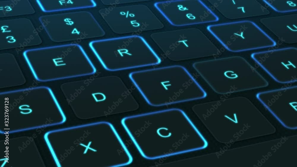 close up of a futuristic computer keyboard with blinking keys (3d render) close up of a futuristic computer keyboard with blinking keys (3d render)