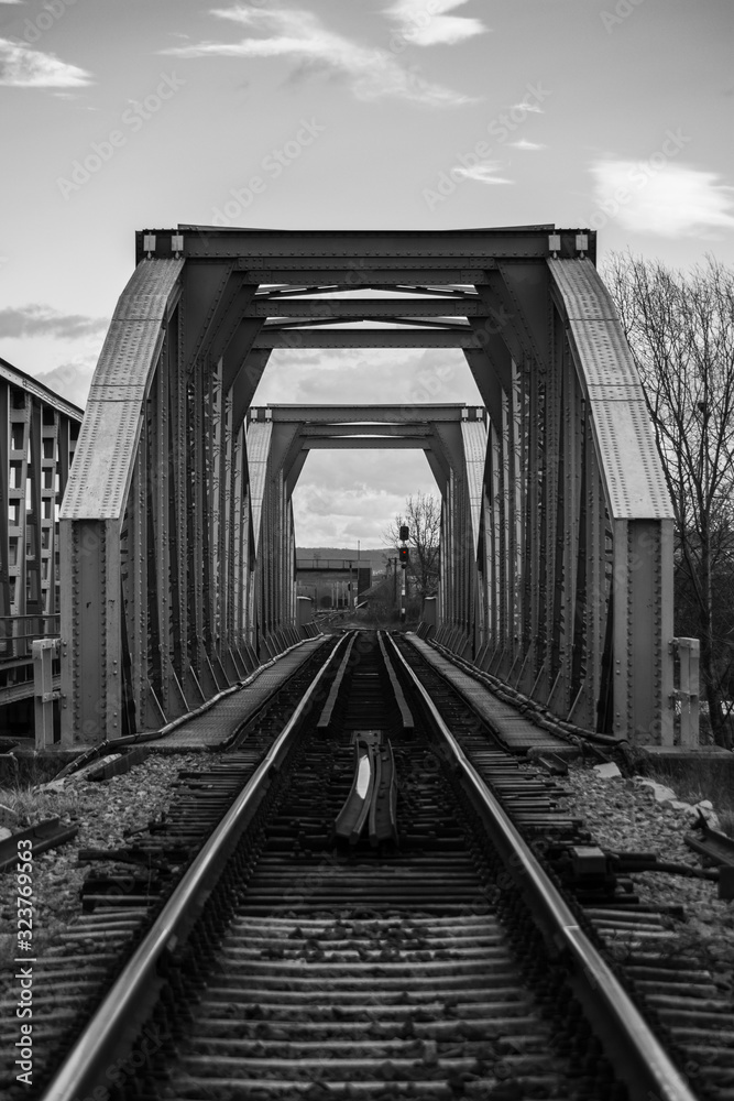 Rail way crossing a bridge