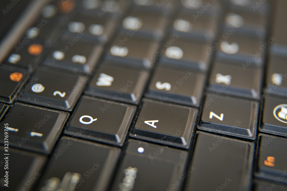 Black and white focus on windows keyboard . Notebook keyboard . Close-up Laptop Keyboard focus Some keyboard characters . Black and white focus on windows keyboard . Notebook keyboard . Close-up Laptop Keyboard focus Some keyboard characters .