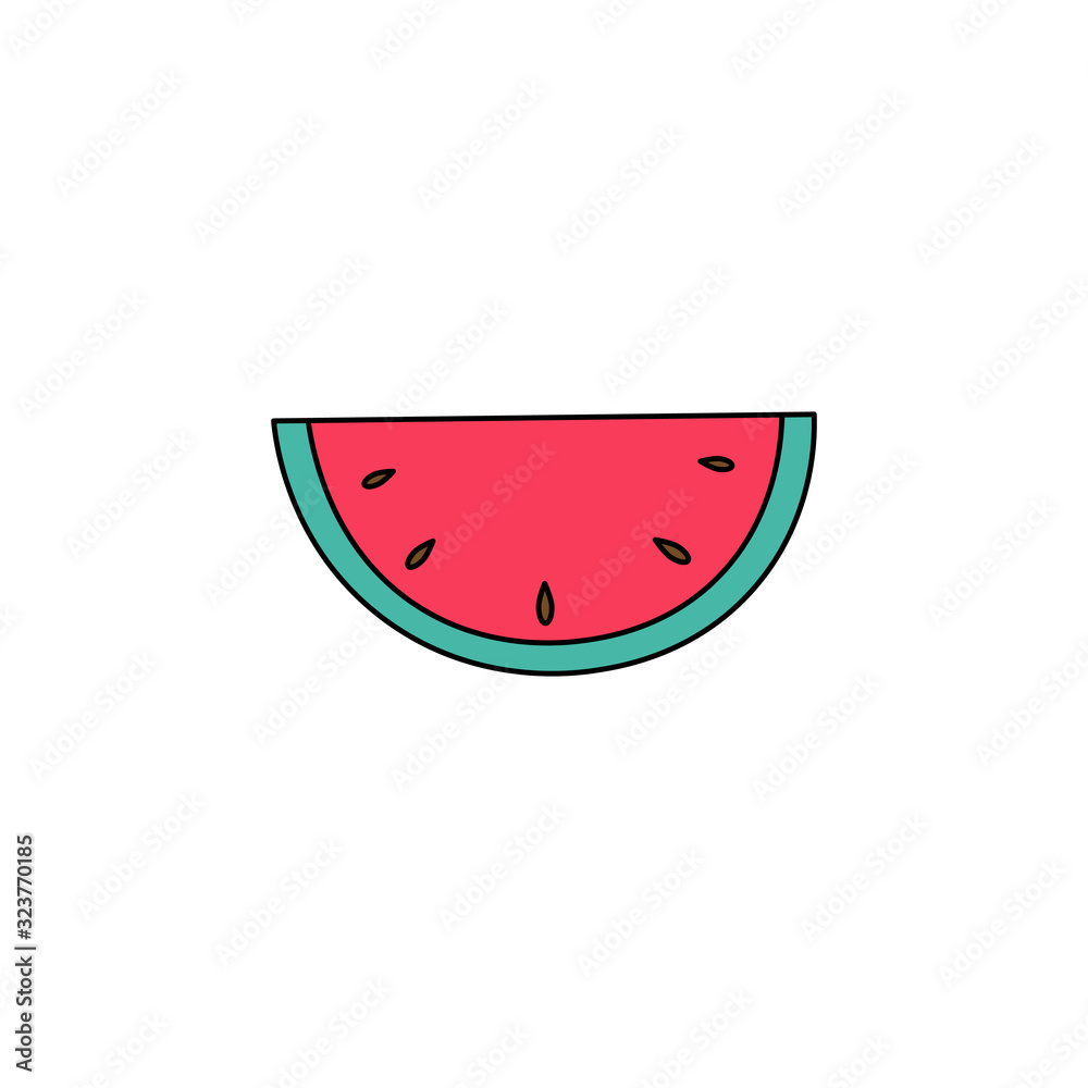 Watermelon slice flat vector icon isolated on a white background.