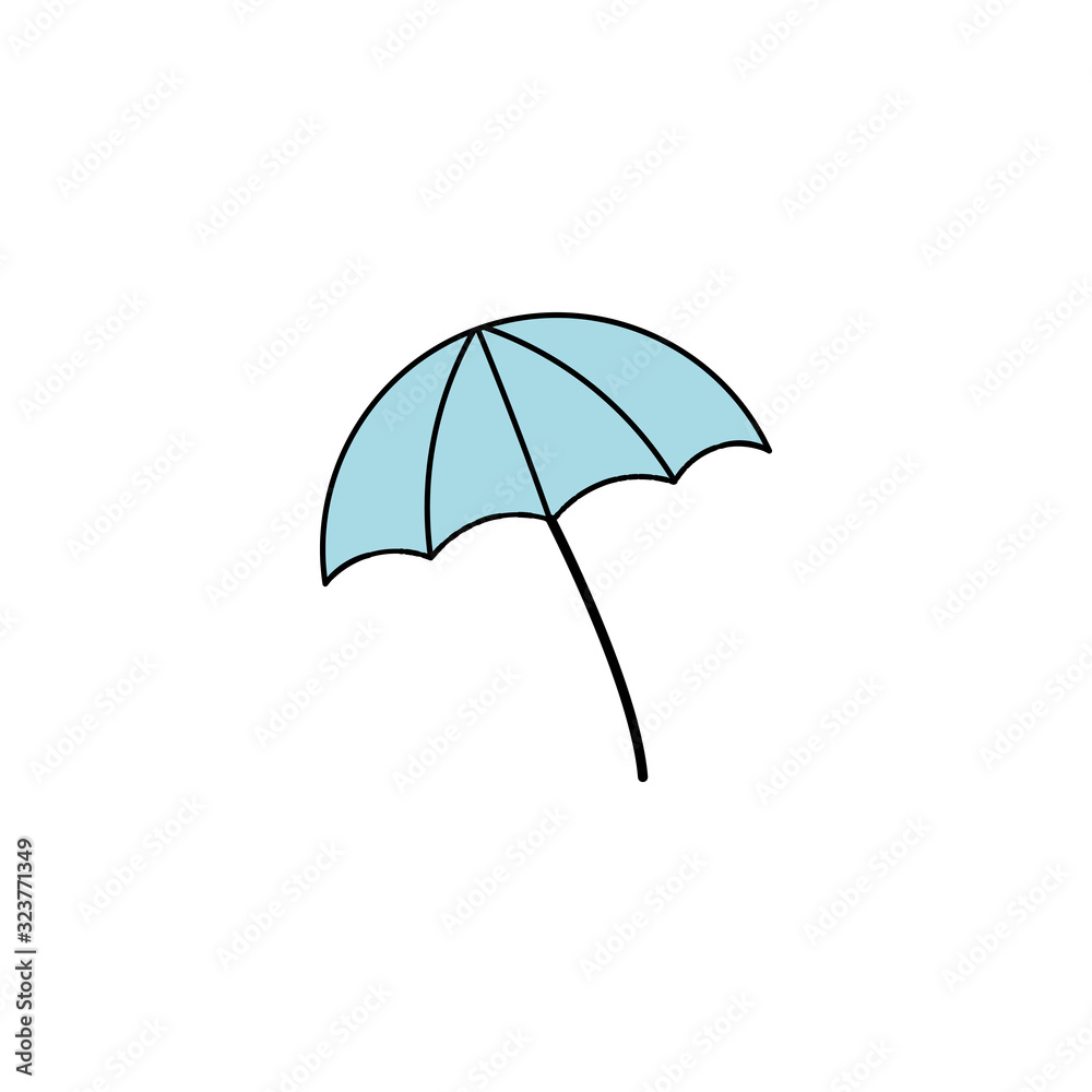 Blue umbrella flat vector icon isolated on a white background