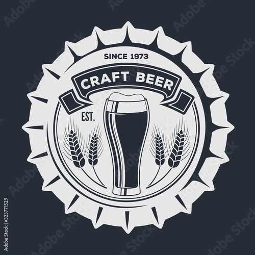 Beer bottle cap. Craft Beer design template. Vector illustration