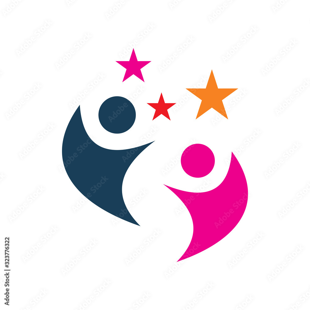 creative healthy active people star logo design