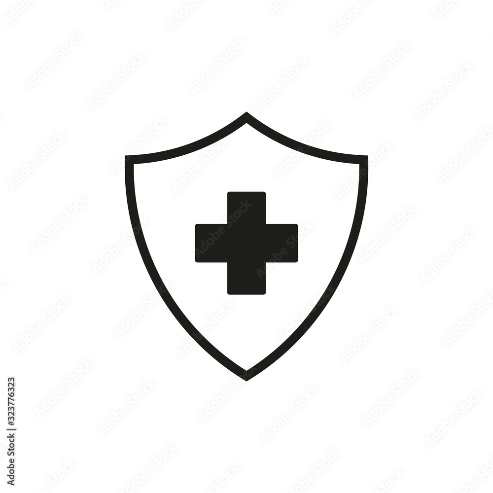 Immune system icon logo design template. Medical cross in the shield. Vector Immune system icon logo design template. Medical cross in the shield. Vector