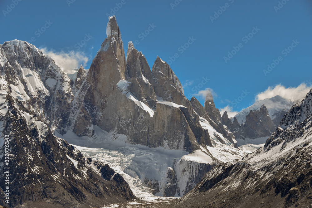 Mountains Cerro Torre, Torre Egger and Punta Herron, Patagonia