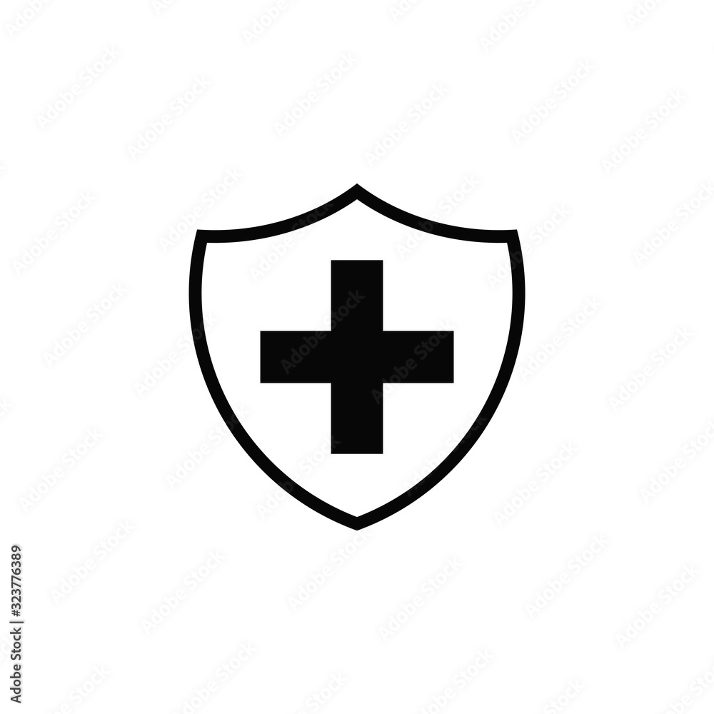 Immune system icon logo design template. Medical cross in the shield. Vector Immune system icon logo design template. Medical cross in the shield. Vector