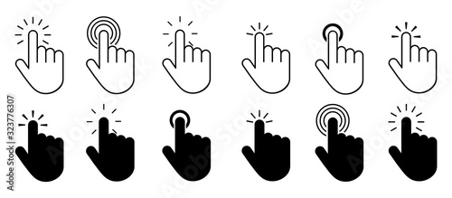 Set of hand cursor icons click