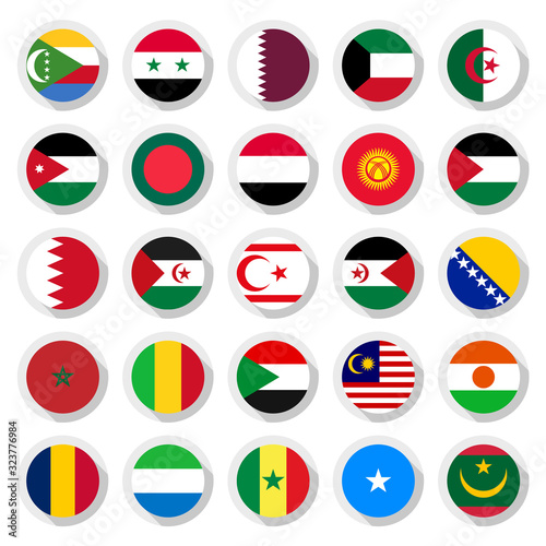 Free Download 25 Flags of the world, set icons circular shape, flat vector illustration - GFXLoad