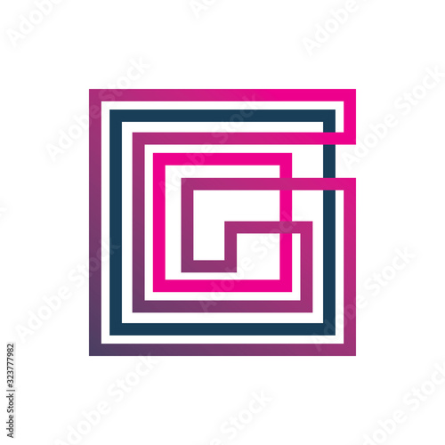 letter g line color labyrint logo design