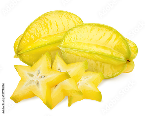carambola, starfruit, isolated on white background, clipping path, full depth of field