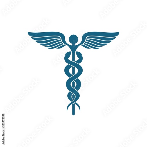 medical caduceus icon symbol, isolated on white background, vector Illustration