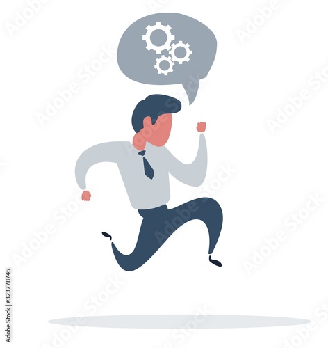 Businessman is running. Business concept illustration. Success, race, competition, process concept. Vector flat design illustration.