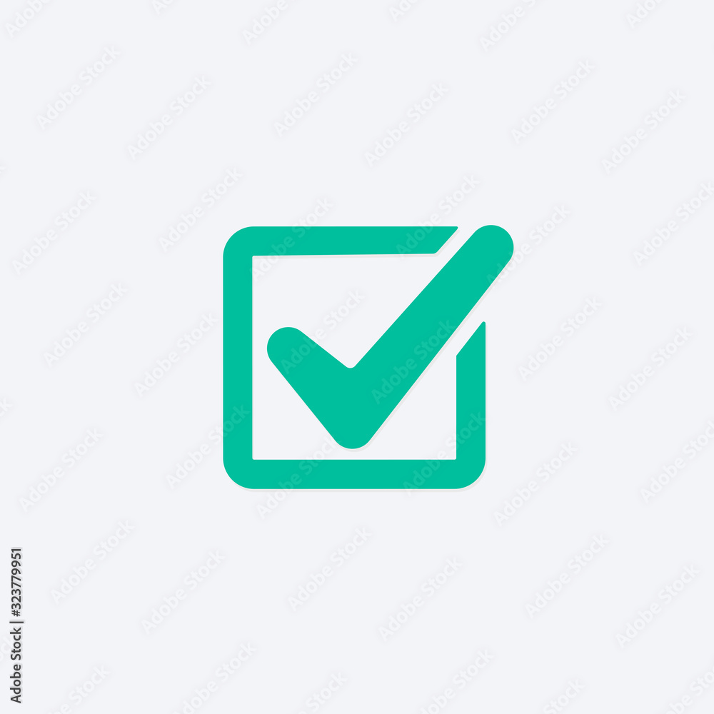 Green check list button icon. Check mark in box sign. Tick symbol in green color, vector illustration Green check list button icon. Check mark in box sign. Tick symbol in green color, vector illustration