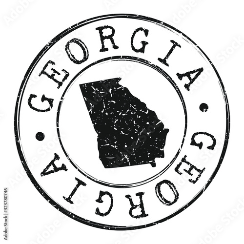 Georgia USA Map Silhouette Postal Passport Stamp Round Vector Icon Design Travel