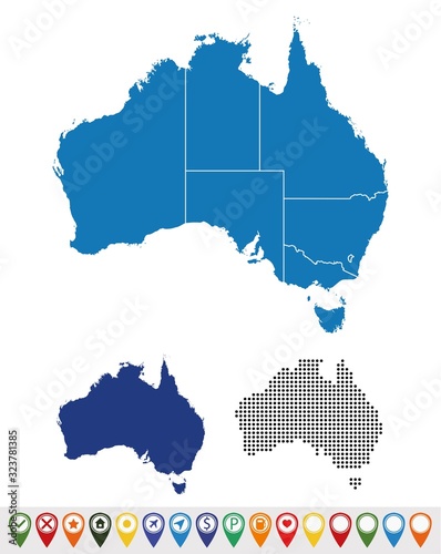 Set outline maps of Australia