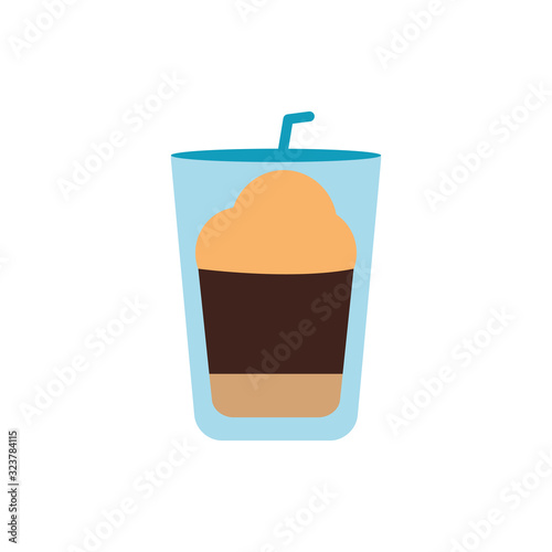 Isolated iced coffee glass flat style icon vector design