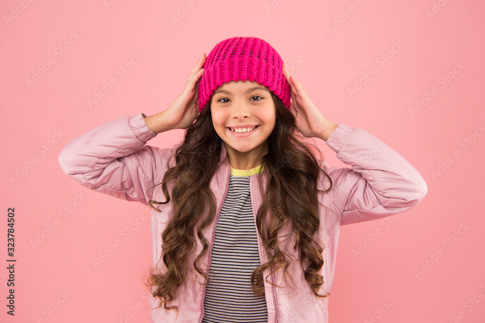 Nice hat. Little kid wear puffer jacket and knitted hat. Winter shopping. Dress warm in winter. Clothing item. Ready for cold winter. Accessories shop. Happy childhood. Trendy accessory. Tender style Nice hat. Little kid wear puffer jacket and knitted hat. Winter shopping. Dress warm in winter. Clothing item. Ready for cold winter. Accessories shop. Happy childhood. Trendy accessory. Tender style