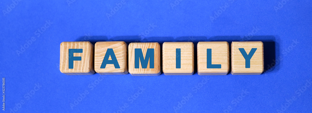 FAMILY text on wooden cubes. Family concept