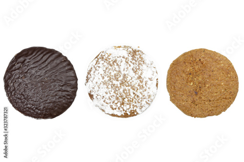 Original Nuremberg Lebkuchen (gingerbread) isolated on white background. Nuremberg is a city in Germany and well-known for its gingerbread skilled crafts and trades.