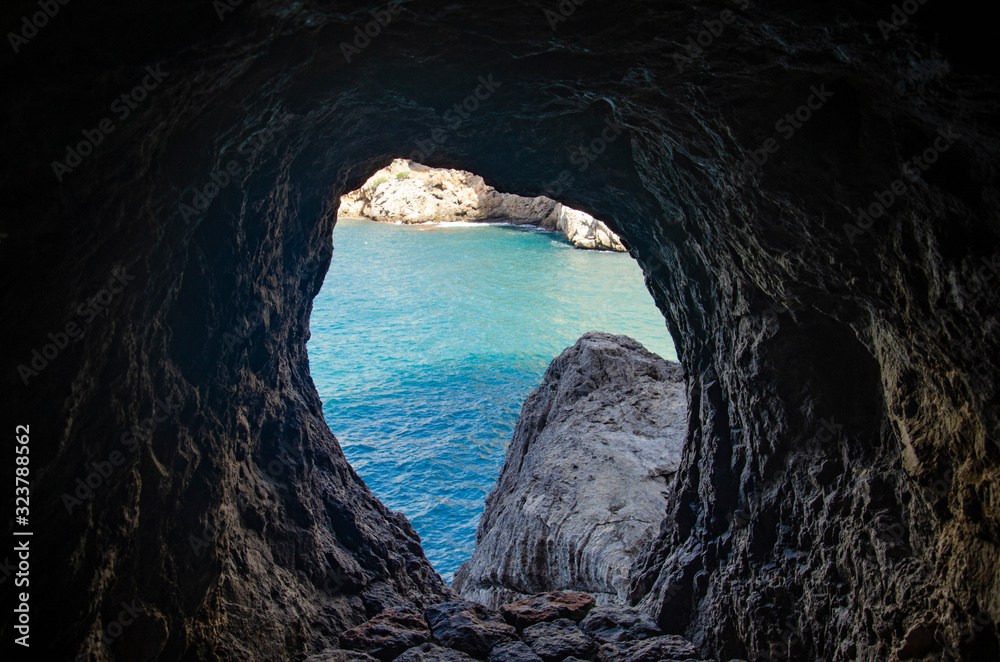 Cave, morski, sea, ocean, window, view, tourism, Spain, Formentor, Mallorca
