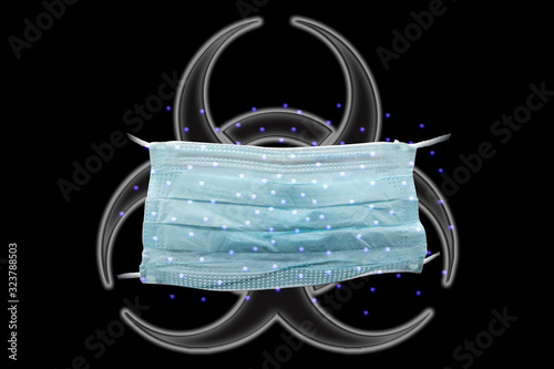 Wallpaper Mural mask in black background with biohazard and droplets Torontodigital.ca