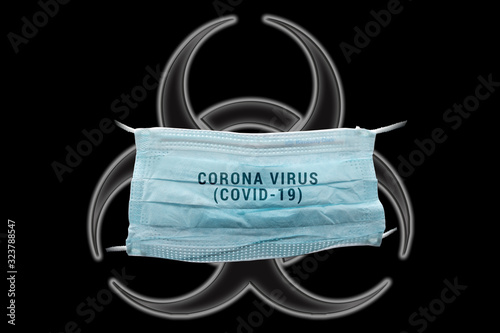 Wallpaper Mural mask in black background with biohazard and text Torontodigital.ca