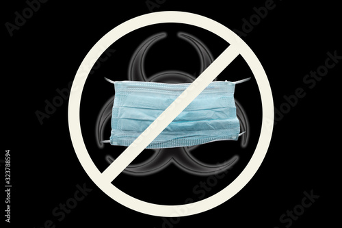 Wallpaper Mural mask in black background with no-entry and biohazard Torontodigital.ca