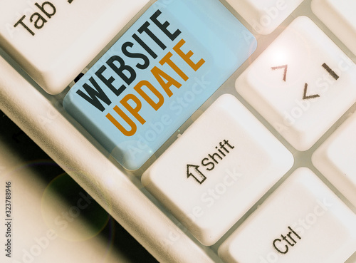 Writing note showing Website Update. Business concept for keeping the webpage and content up to date and trendy