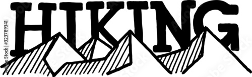 vector illustration of hiking in lettering style. can be used as company logo. adventure services. hiking active 