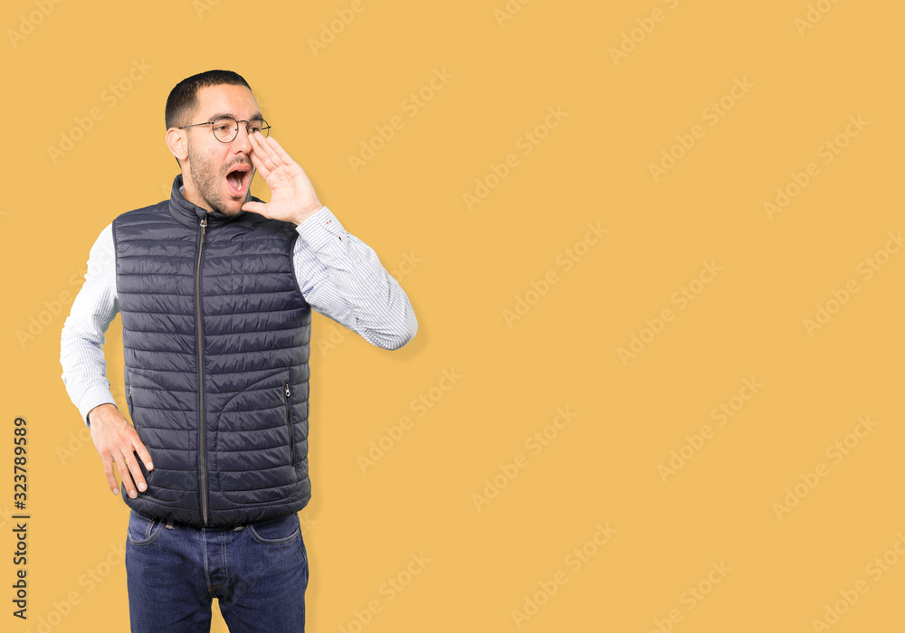 Angry young man trying to say something strongly Angry young man trying to say something strongly