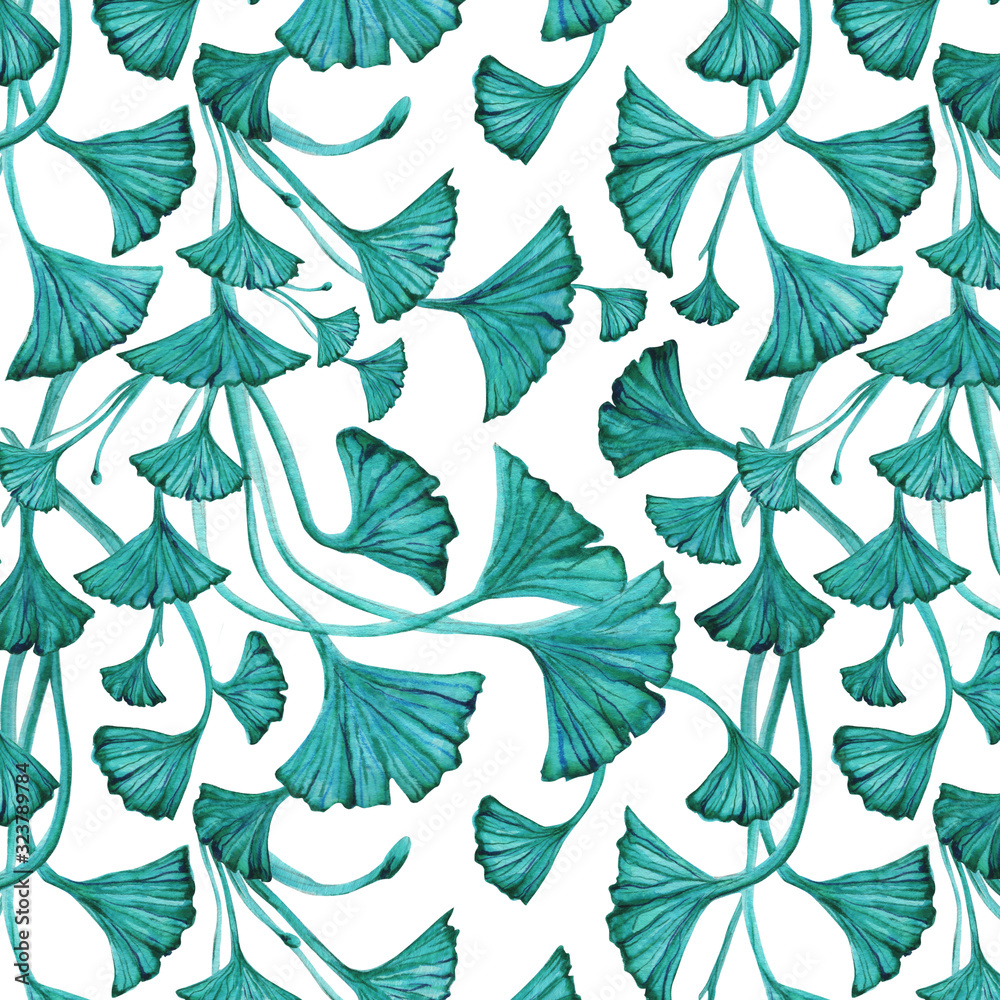 Seamless  leaf pattern. Botanical hand made gouache illustration. Design for packaging, weddings, fabrics, textiles, wallpapers, website, cards.
