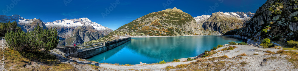 Gelmer Lake near by the Grimselpass in Swiss Alps, Gelmersee, Switzerland, Bernese Oberland, Switzerland.