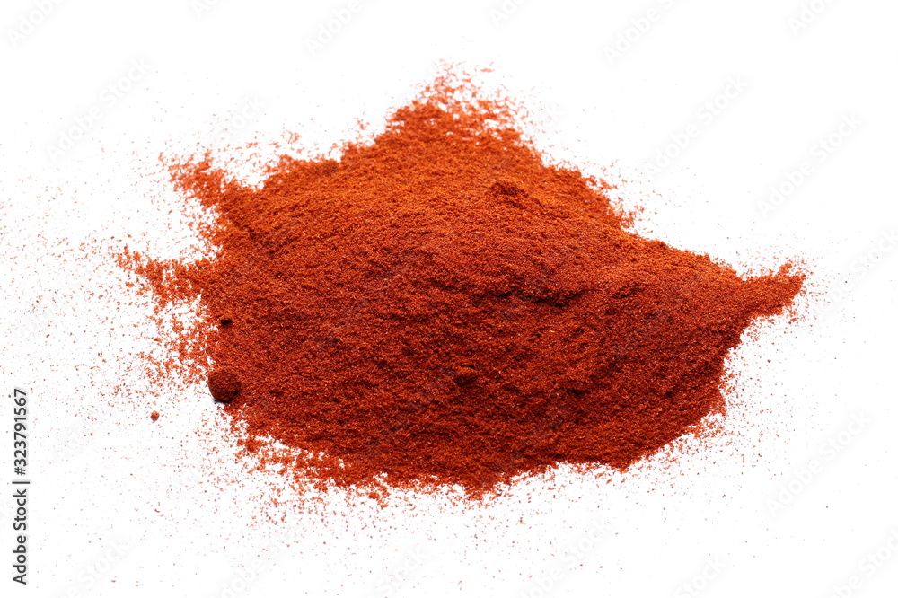 Pile of red paprika powder isolated on white 