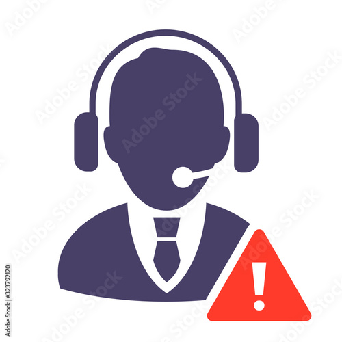 Emergency Call Center vector icon. Style is bicolor flat circled symbol, white background. PDF 10