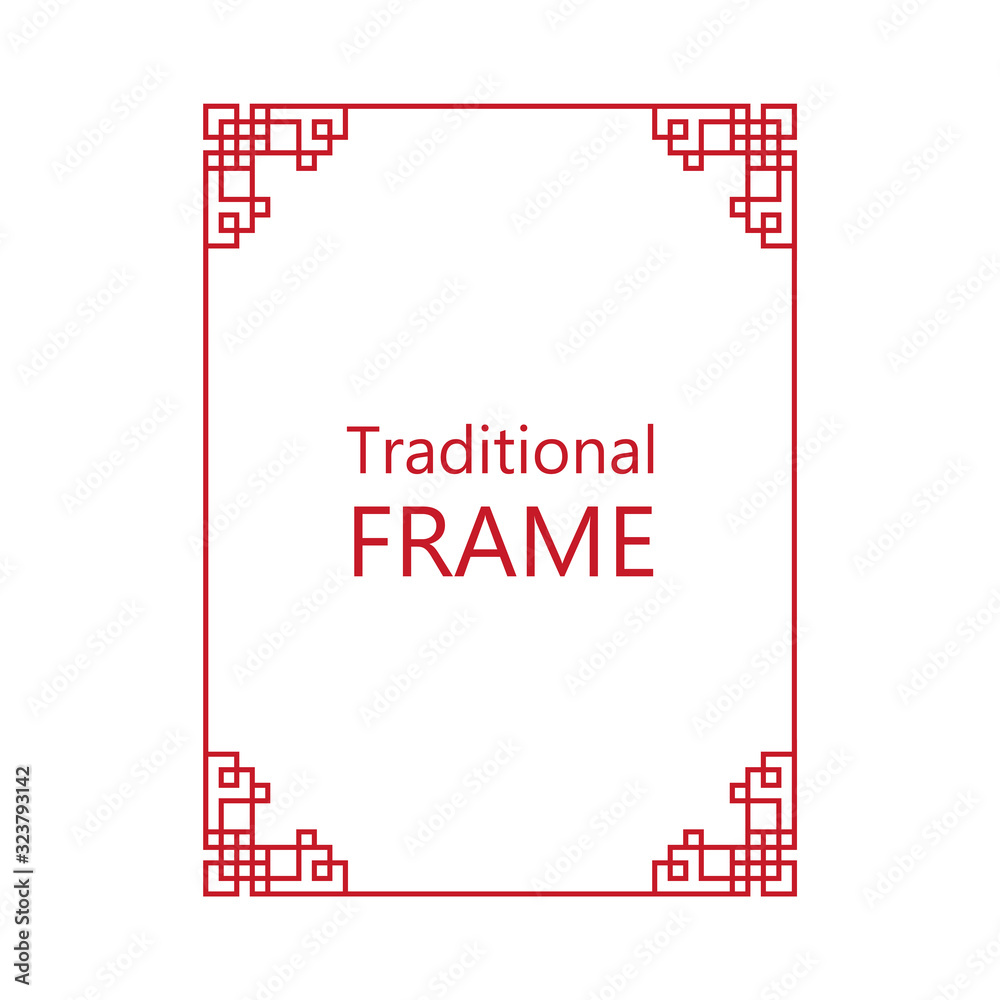 Chinese, japanese, korean frame. Asian traditional ornate.