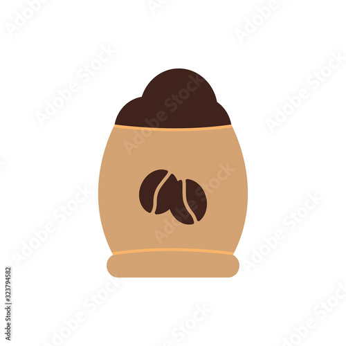 Isolated coffee beans bag flat style icon vector design