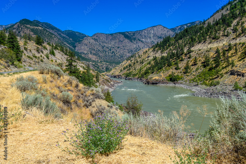 Majestic mountain river in summer in Vancouver, Canada. Majestic mountain river in summer in Vancouver, Canada.