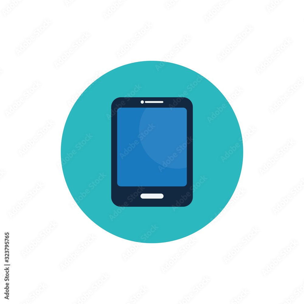 Isolated digital smartphone flat block style icon vector design Isolated digital smartphone flat block style icon vector design